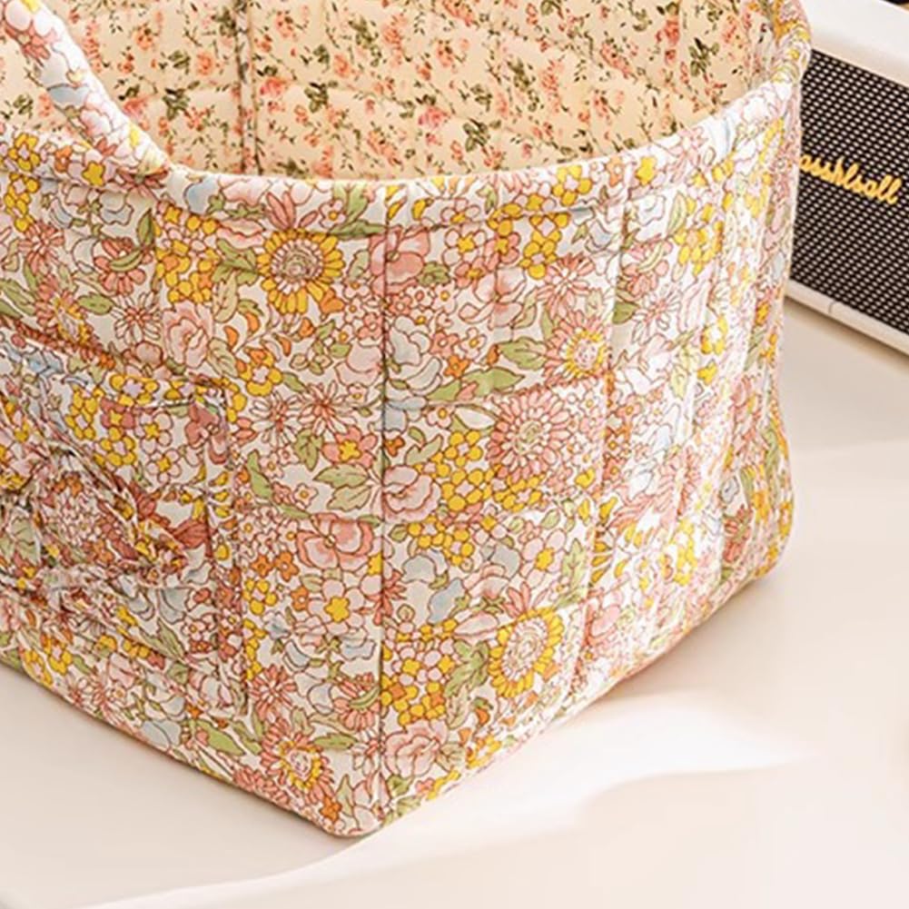 Cesta de almacenamiento, tela bohemia, cesta de almacenamiento de tela bohemia, grande, plegable, diseño floral, acolchado, cesta de la ropa con asas, habitación infantil, portátil, almacenamiento