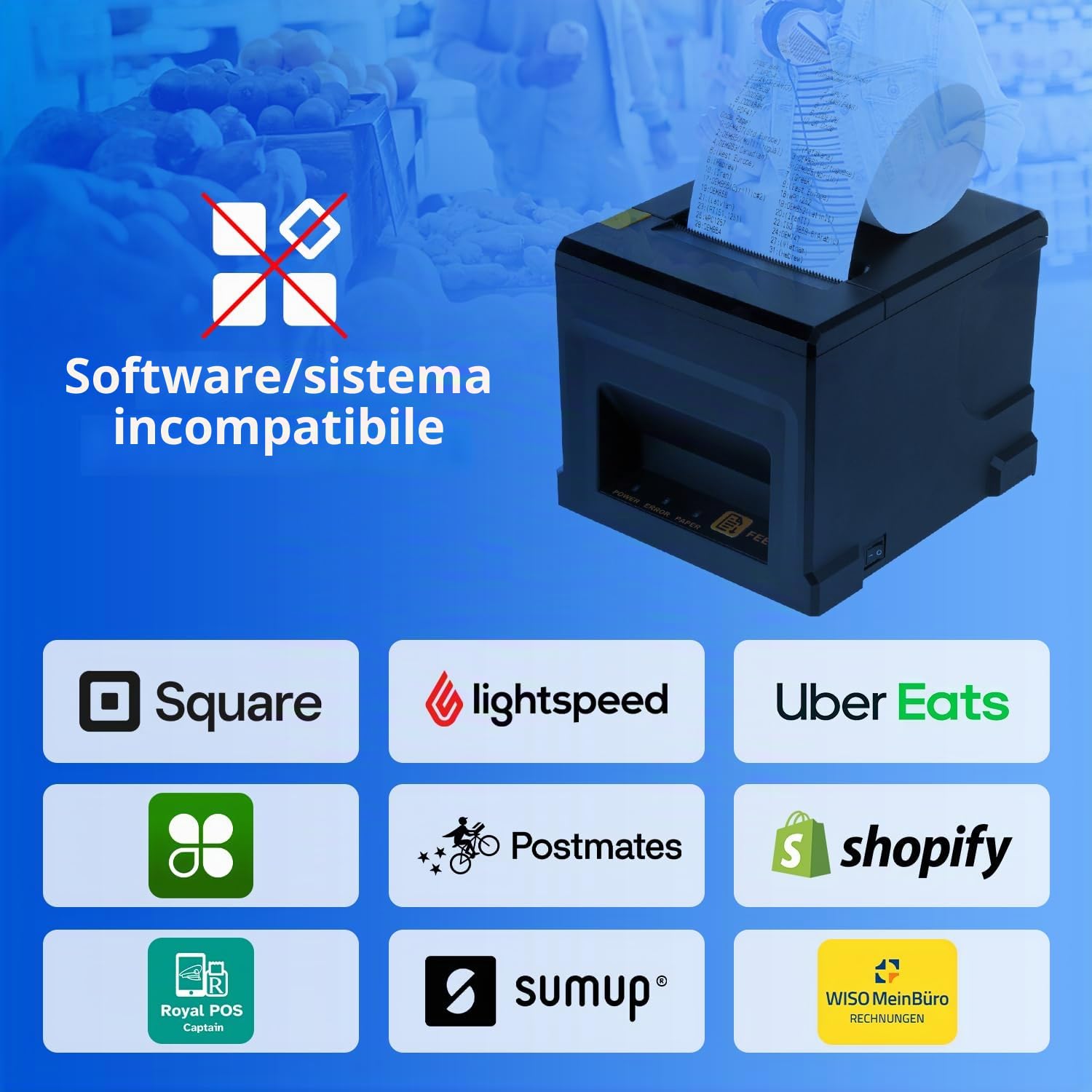 NetumScan Stampante termica per ricevute POS Bluetooth USB LAN 80 mm con cassetto per contanti a taglio automatico, supporta Windows/Mac/Linux per ESC/POS NS-8360LW