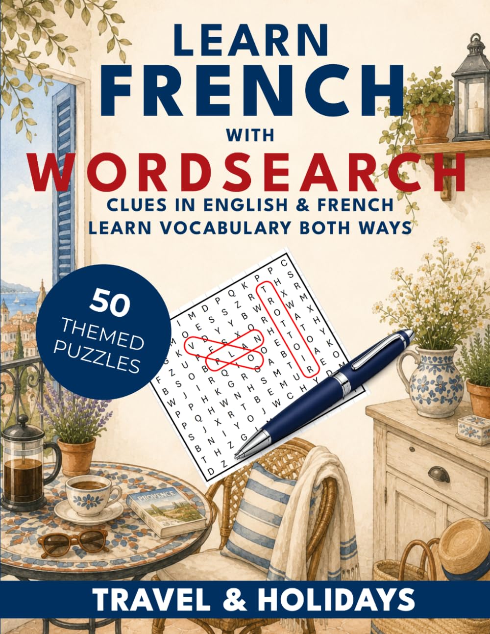 Learn French with Wordsearch: Travel & Holidays: 50 Bilingual Wordsearch Puzzles for Beginners. (Learn With Wordsearch)