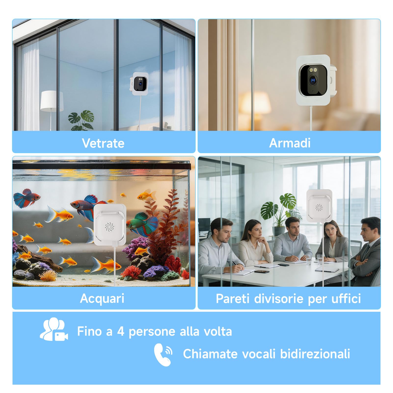 fanxiang 3 MP 2 K HD, telecamera di sorveglianza WiFi e Bluetooth, per telefono cellulare, telecamera di sorveglianza interna con visione notturna a colori, registrazione 24/7, sensore di movimento