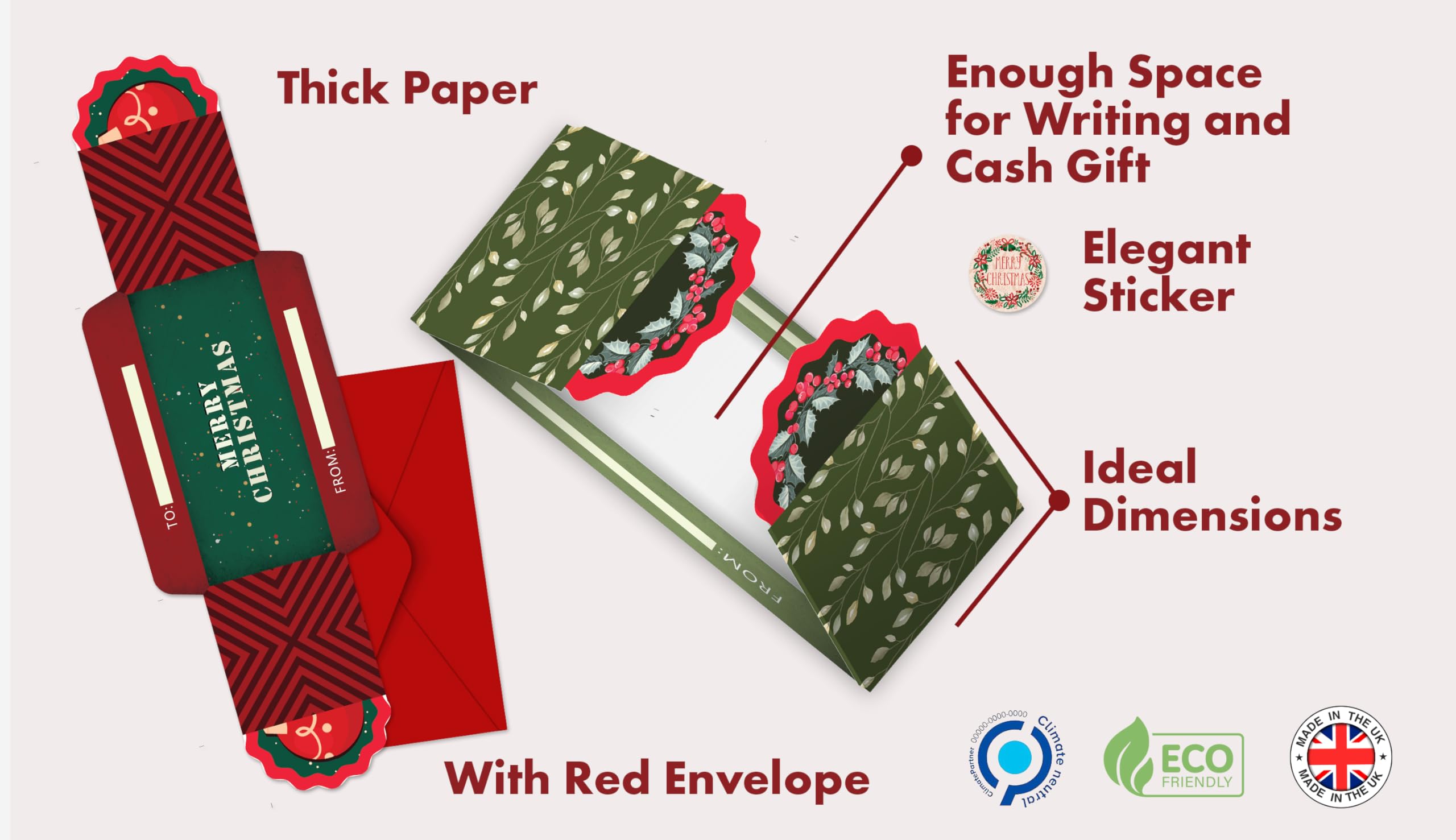 Giftinghouse Christmas Money Wallet and Envelopes for Cash Gifts 8/16 pcs, Xmas Greeting Cards Multipack, Elegant Luxury - Image 2