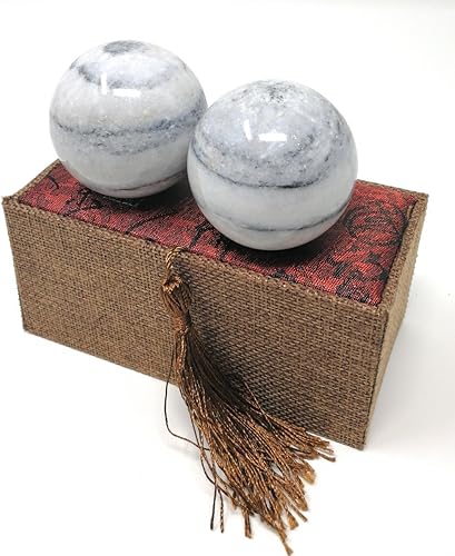 THY COLLECTIBLES Bolas de Baoding del masaje del ejercicio chino de la piedra del mármol del patrón de la galaxia