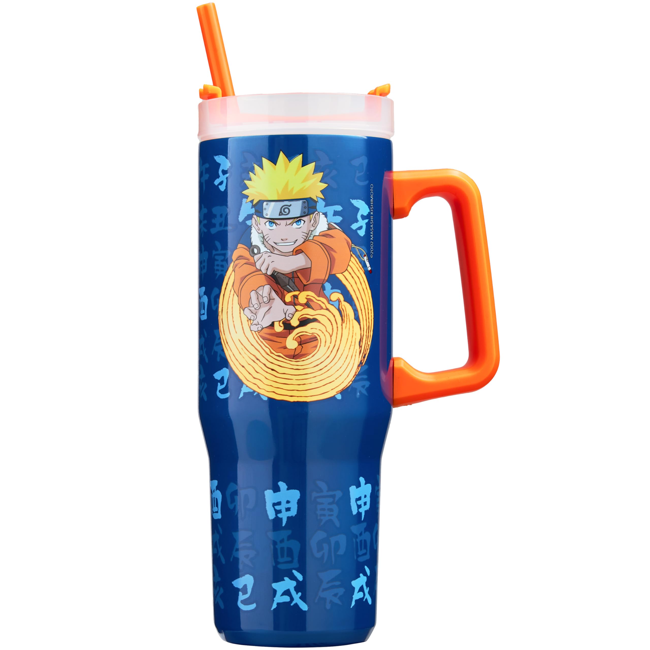 Get Trend Izolowany kubek Naruto 920 ml, podwójny kubek ze stali nierdzewnej z uchwytem i słomką, 42 godziny lodu, 12 godzin zimna i ciepła 8H, zapobiegający wyciekom bez BPA, sportowa butelka na