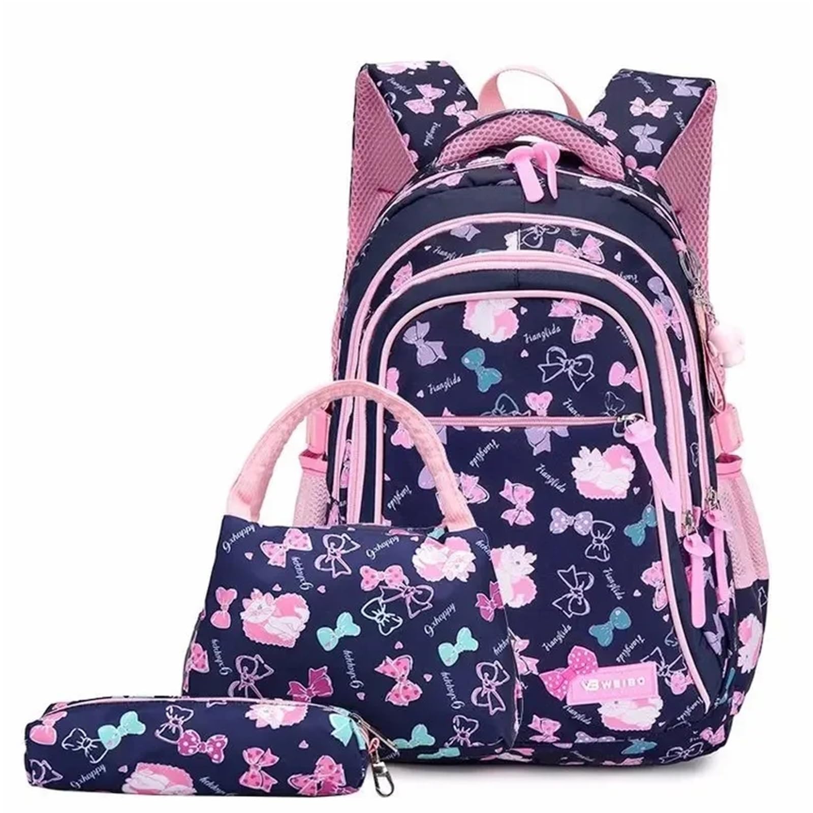 YZSMYY Zestaw 3 plecaków szkolnych o dużej pojemności, podwójna torba na ramię dla uczniów gimnazjów(Deep Blue)