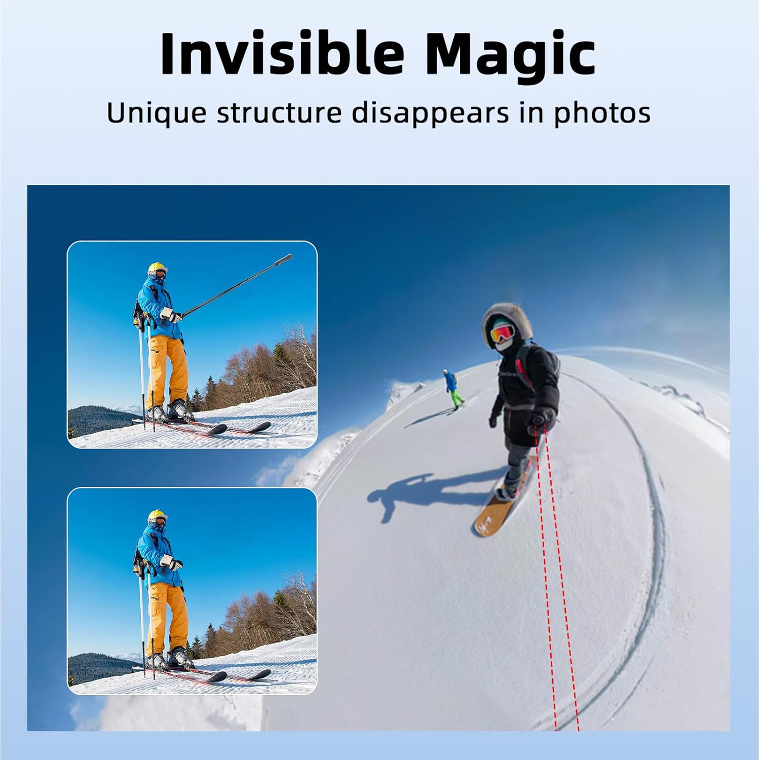 BRDRC 53” & 59” Invisible Selfie Stick with Motorcycle Mount for Insta360 X5 X4, Heavy Duty Compact Monopod & Bike Handlebar Clamp Bundle Kit