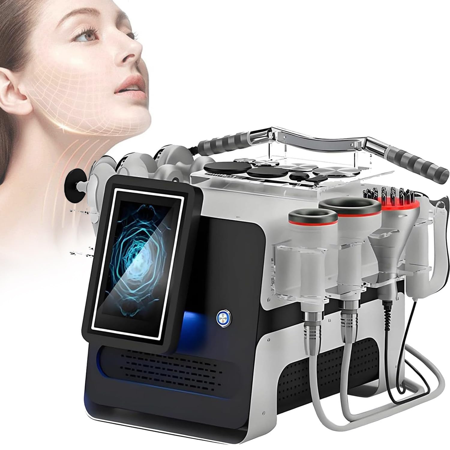 Qiang Máquina Profesional Diatermia 448k Cet Ret EMS,Equipo Estético 10 En 1 con Varilla Fascial,Reafirmación Piel, Reducción Celulitis,Alivio Dolor Articular para Centro De Rehabilitación Corporal