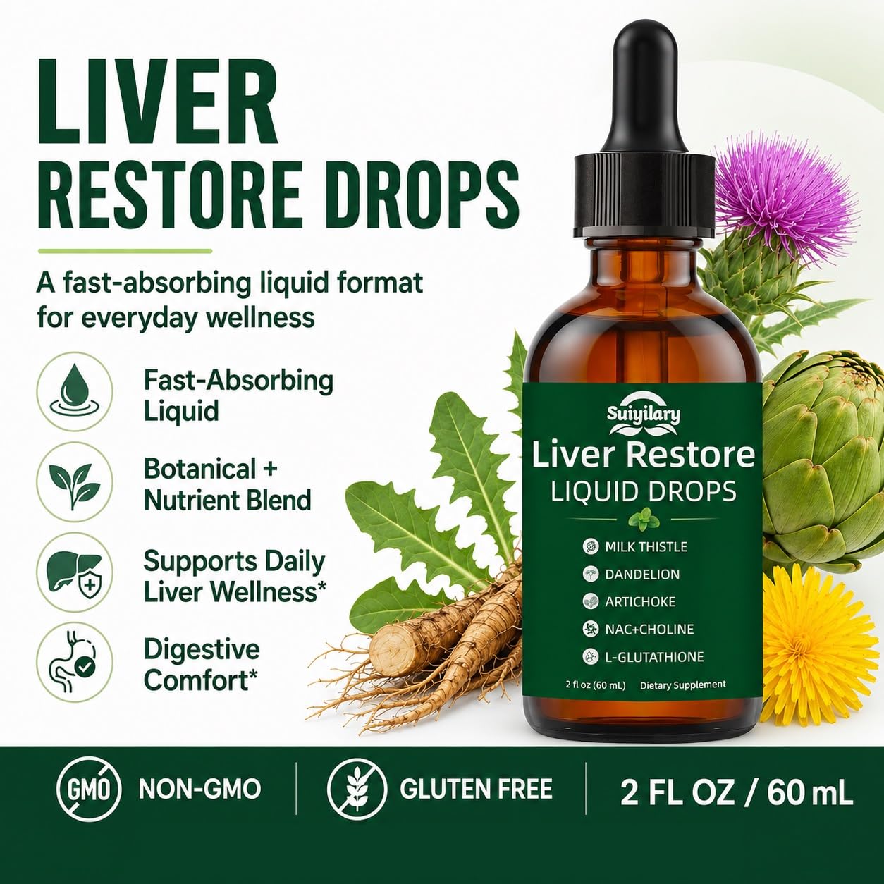 Liver Restore Support Liquid Drops, Herbal Wellness Supplement for Adults — Amazon image 4