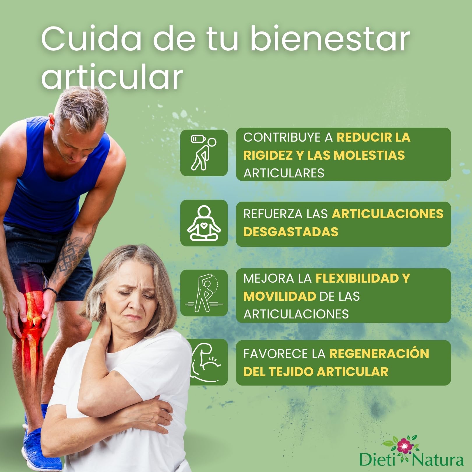 Dieti Natura Cápsulas de Glucosamina con Condroitina - Con MSM, Colágeno Marino, Zinc y Manganeso - Para la Flexibilidad y Movilidad de las articulaciones - Fabricado en Francia sin OMG (60 Cápsulas)