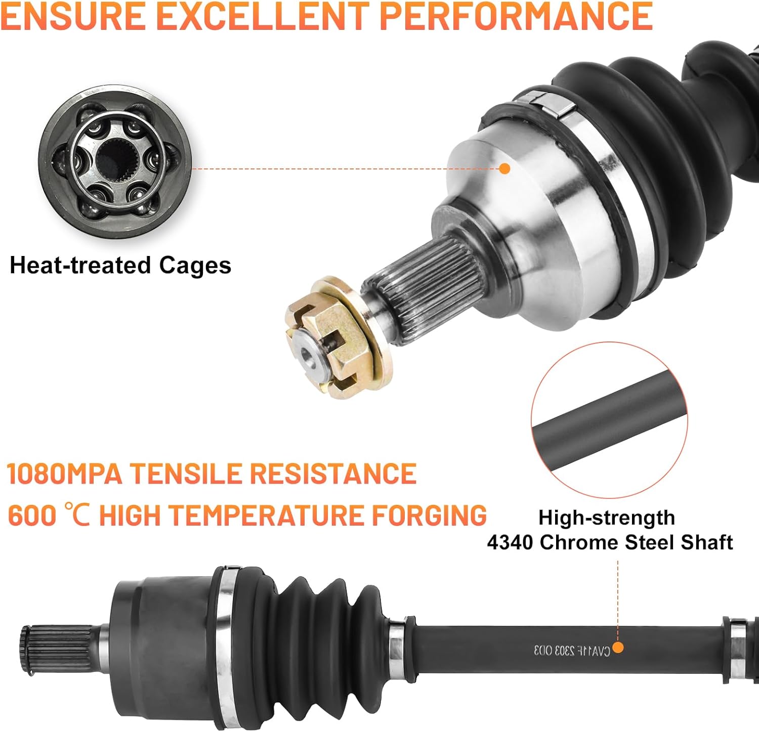 Front CV Axle with Bearing for Honda Foreman 500/ Foreman Rubicon 500 2014 2015 2016 2017 2018 44250-HR4-A21, 44250-HR4-A22 ATV Axles & Bearings