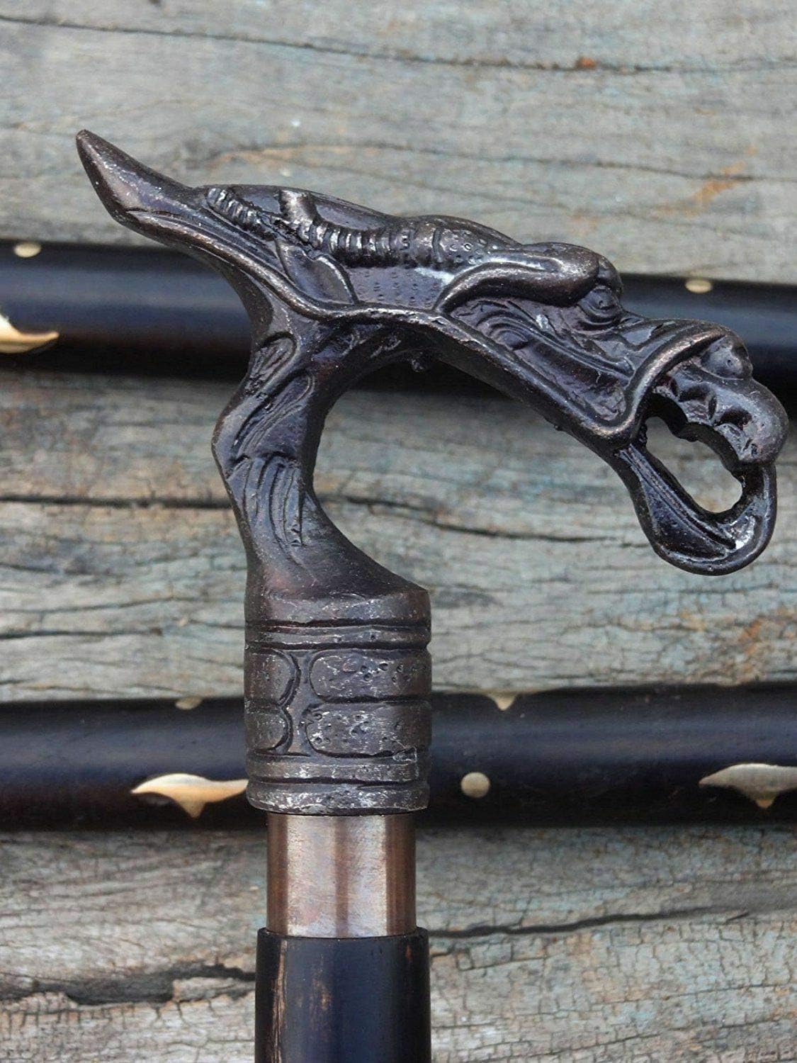 Handcrafted Vintage Walking Cane with Brass Dragon Handle – Timeless Style and Sturdy Support-image-12