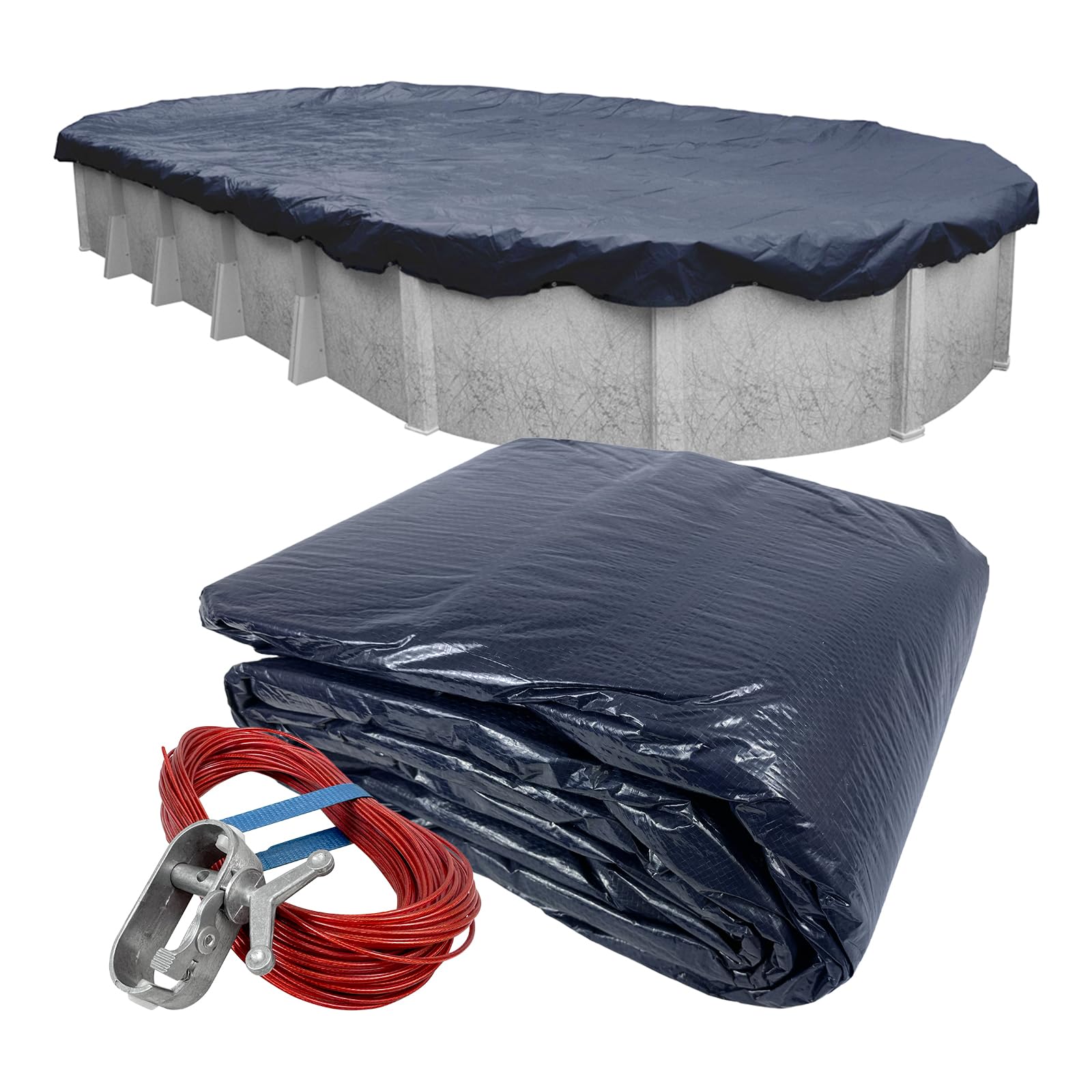 Pool Mate 361824-PM Classic Winter Oval Above-Ground Pool Cover, 18 x 24-ft, Navy Blue-picture-12