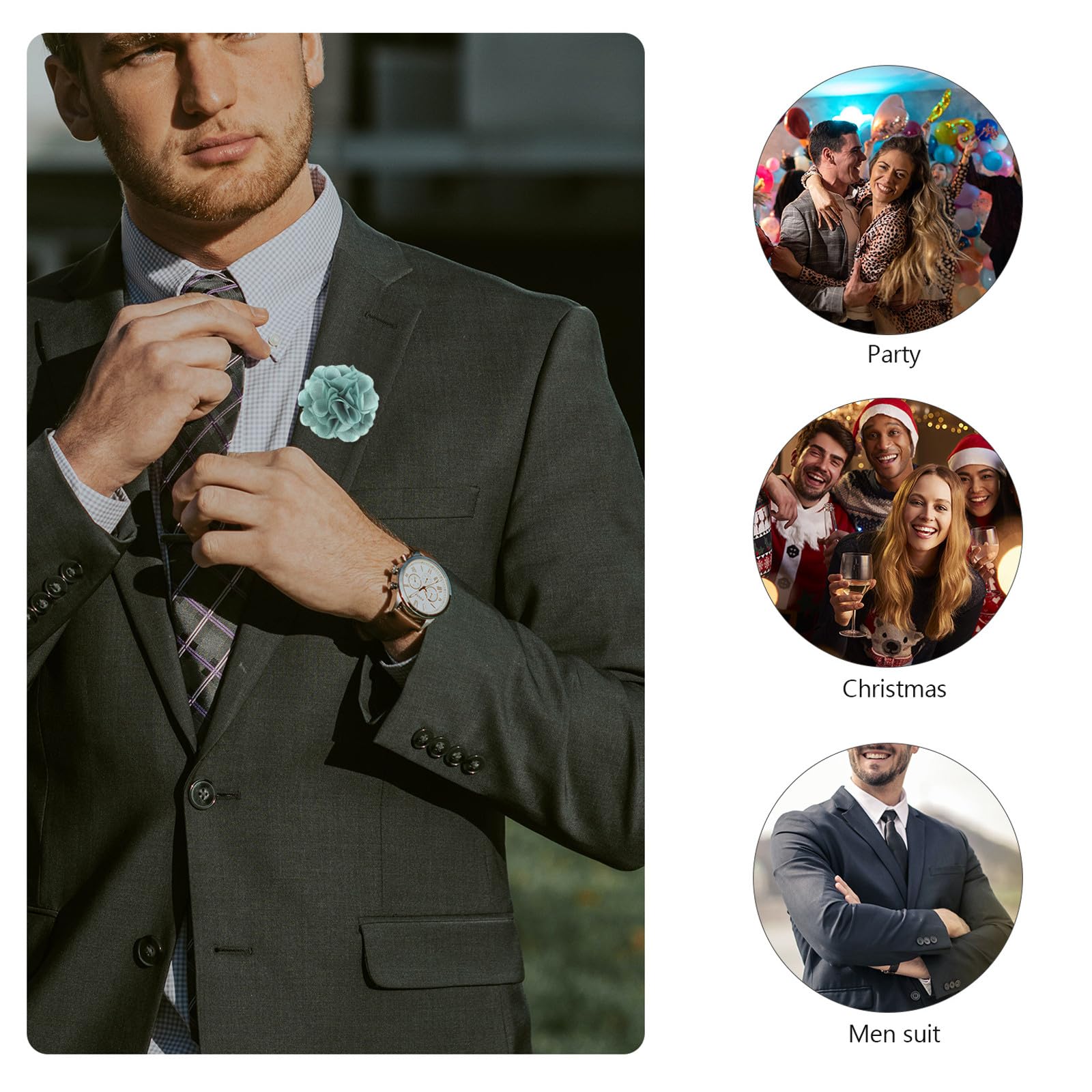 Outanaya Elegante Herren Anzugbroschen Floral Gestaltete Anstecknadeln 16 mit Blumenmotiv aus Chiffon und Metall Glatte Nadel für Festliche Anlässe