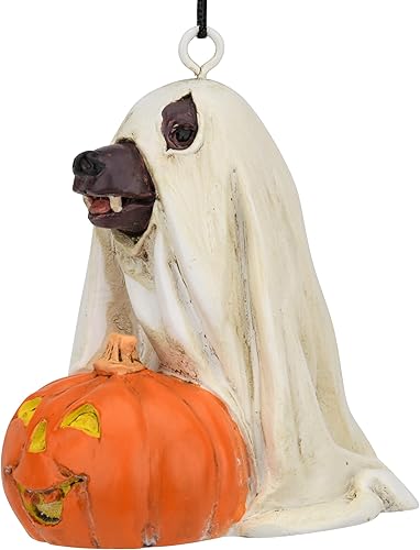 Miniatura 4 de Tree Buddees Lindo perro vestido como fantasma con calabaza adorno de Halloween