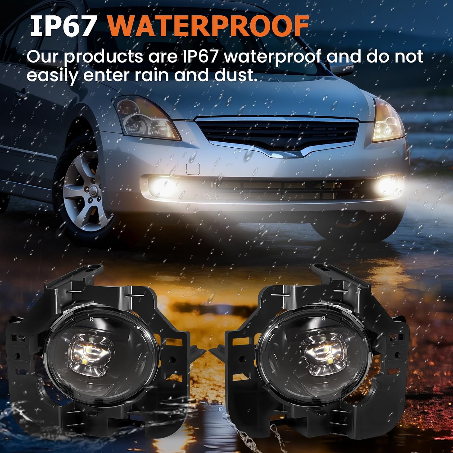 LED Fog Lights Compatible With 2007 2008 2009 Altima Front Bumper Lamps Assembly Clear Lens Left Driver and Right Passenger Side