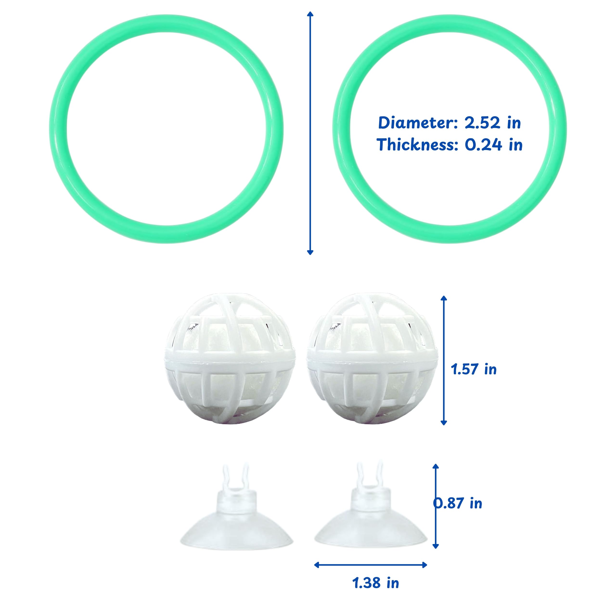 Betta Fish Exercise Ring and Filter Balls Set, Fish Feeder Ring and Nitrifying Ball, Betta Fish Toys for Small Tank, Betta Ring, Beta Fish Training Loop, Aquarium Toys for Pets Turtle (Green, M-70mm)
