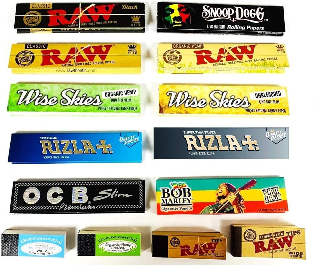 10 Pack of Rolling Papers King Size Slim 4 Rolling Tips Raw Rolling Papers Rizla Snoop Dogg