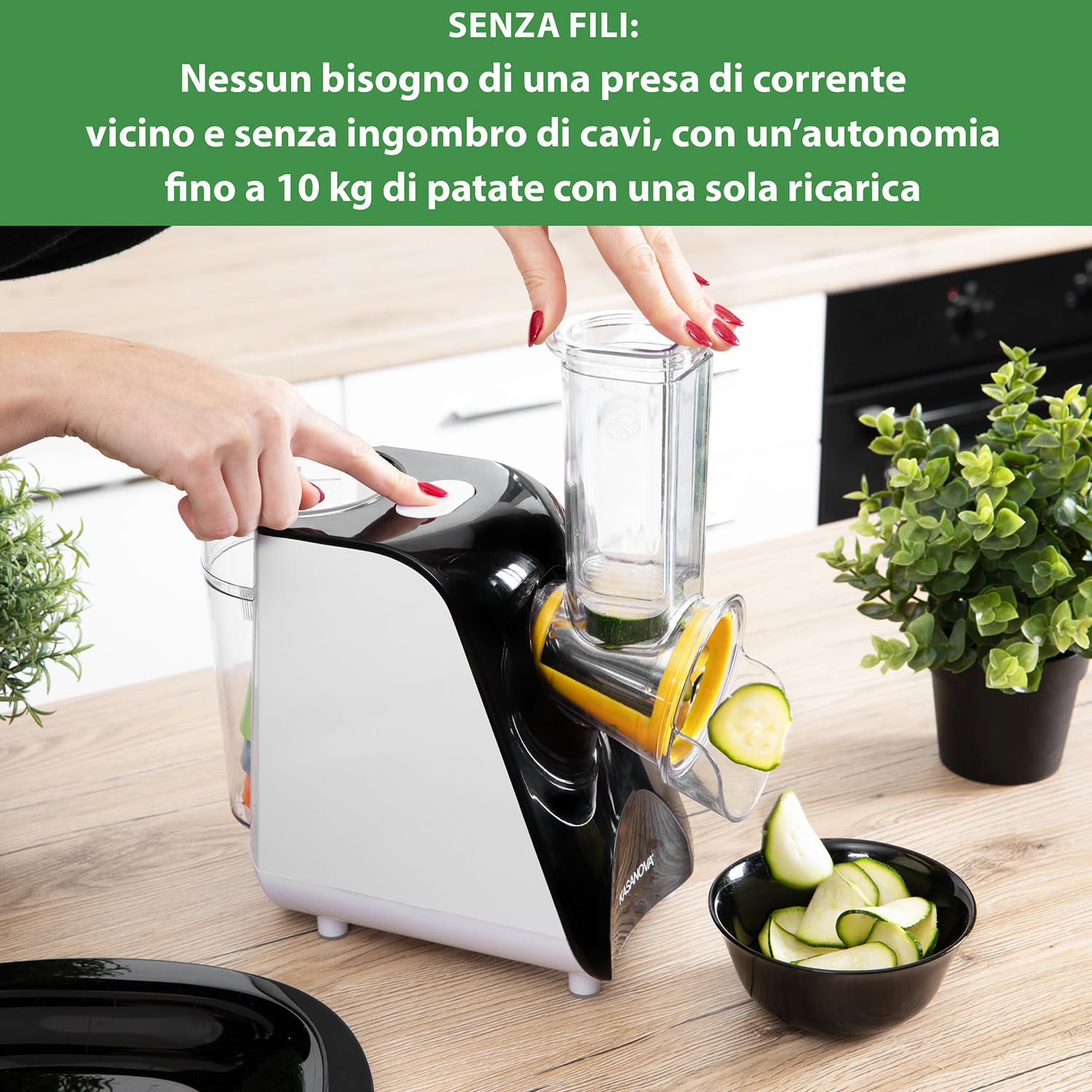 Affettatrice elettrica senza fili e grattugia con 5 funzioni