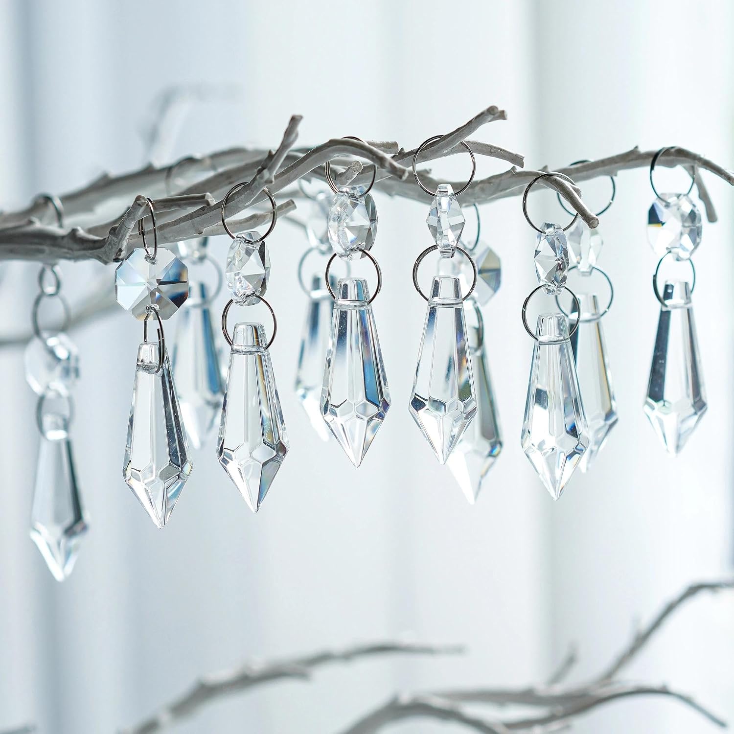50Pack Clear Crystal Icicle Prism 2.4'' Glass Chandelier Crystals Pendant image 4