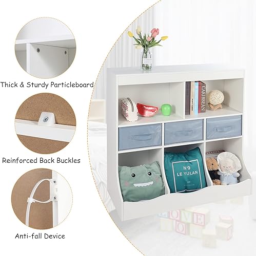 Miniatura 4 de RedSwing Estante de almacenamiento de juguetes para niños, armario de almacenamiento de 5 cubos múltiples para libros y juguetes