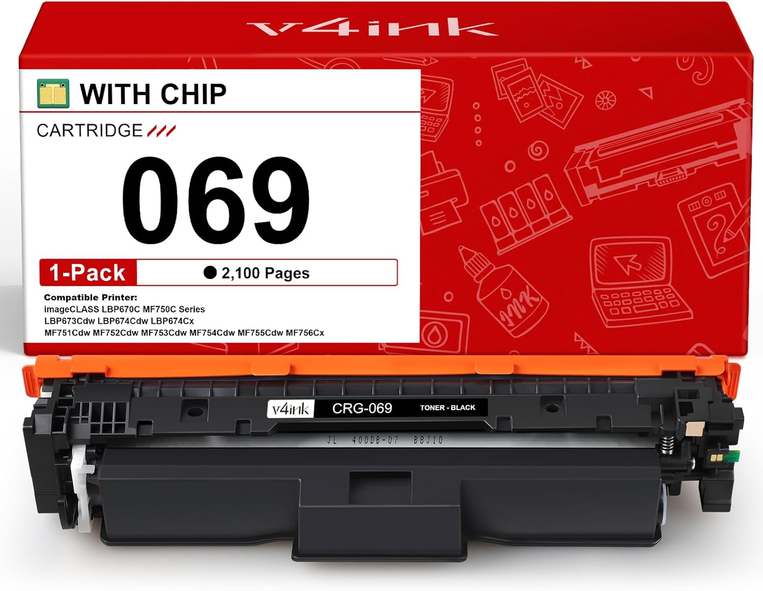 069 Black Toner Cartridge Compatible Replacement for Canon 069 069H Toner Cartridge Set for use with Canon imageCLASS LBP674C MF750C Series LBP674Cdw MF751Cdw MF753Cdw MF754Cdw Printer 1-Pack