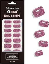 MelodySusie Qcoat Fully Cured Gel Nail Strips, Pink Glitter, UV Free, Salon Quality, Long Lasting Stickers, Includes 22 Nail Wraps, 2 Prep Pads