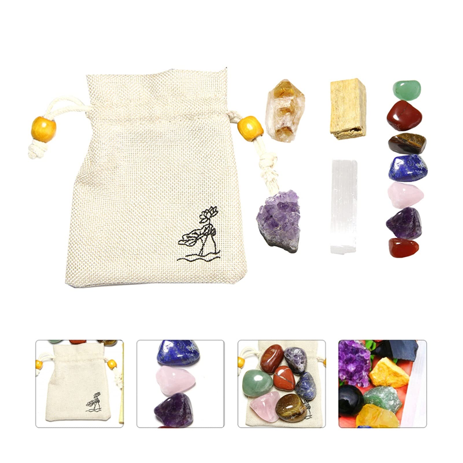 JCAKES Cristallo Naturale Grezzo 1 Set Sette Pietre Chakra Cristallo Naturale Set di Pietre Grezze Pietre Energetiche Yoga