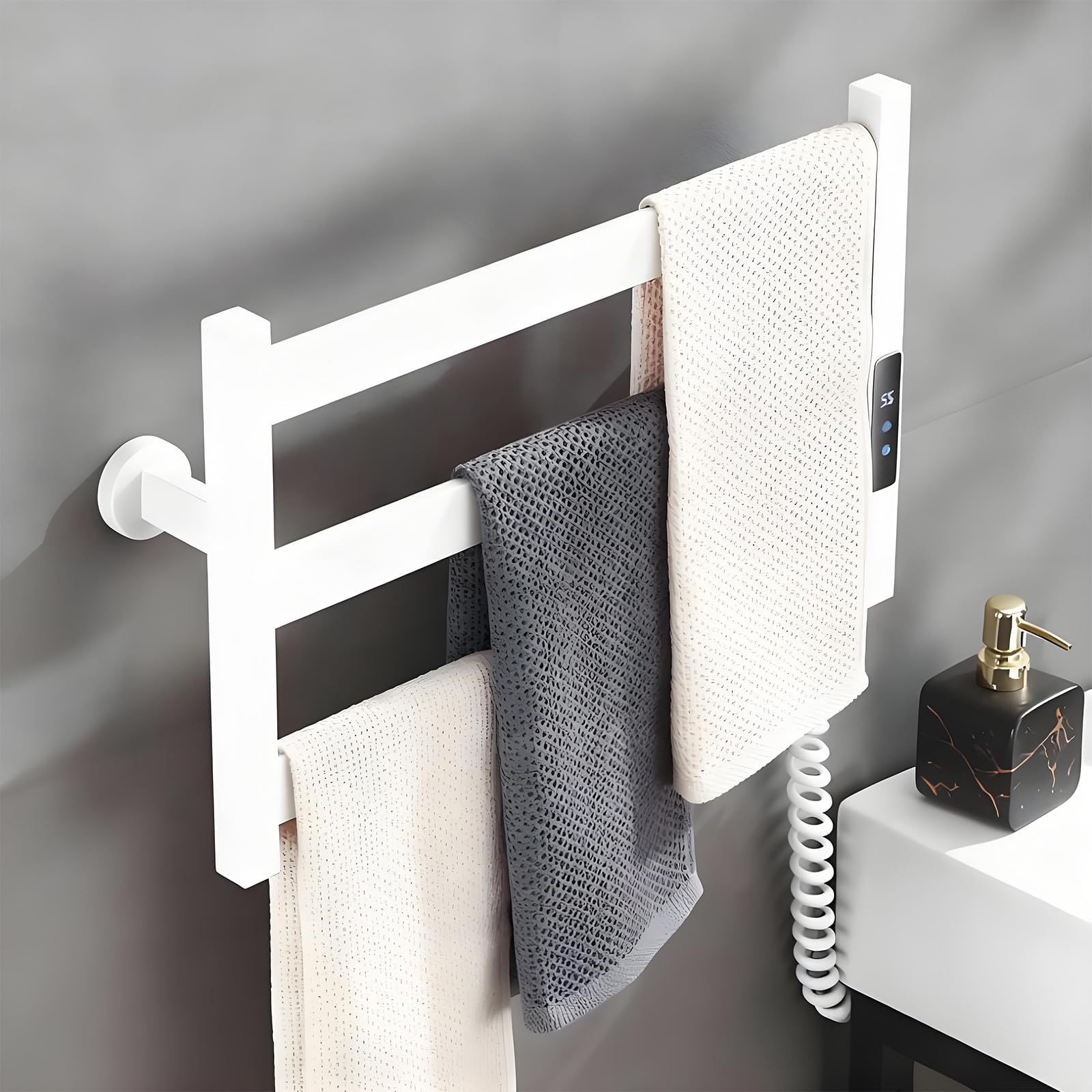 Scaldasalviette Elettrico Bagno, Termosifone da Parete Scalda Salviette da Bagno Elettrico Termosifone Elettrico da Parete Towel Warmer White