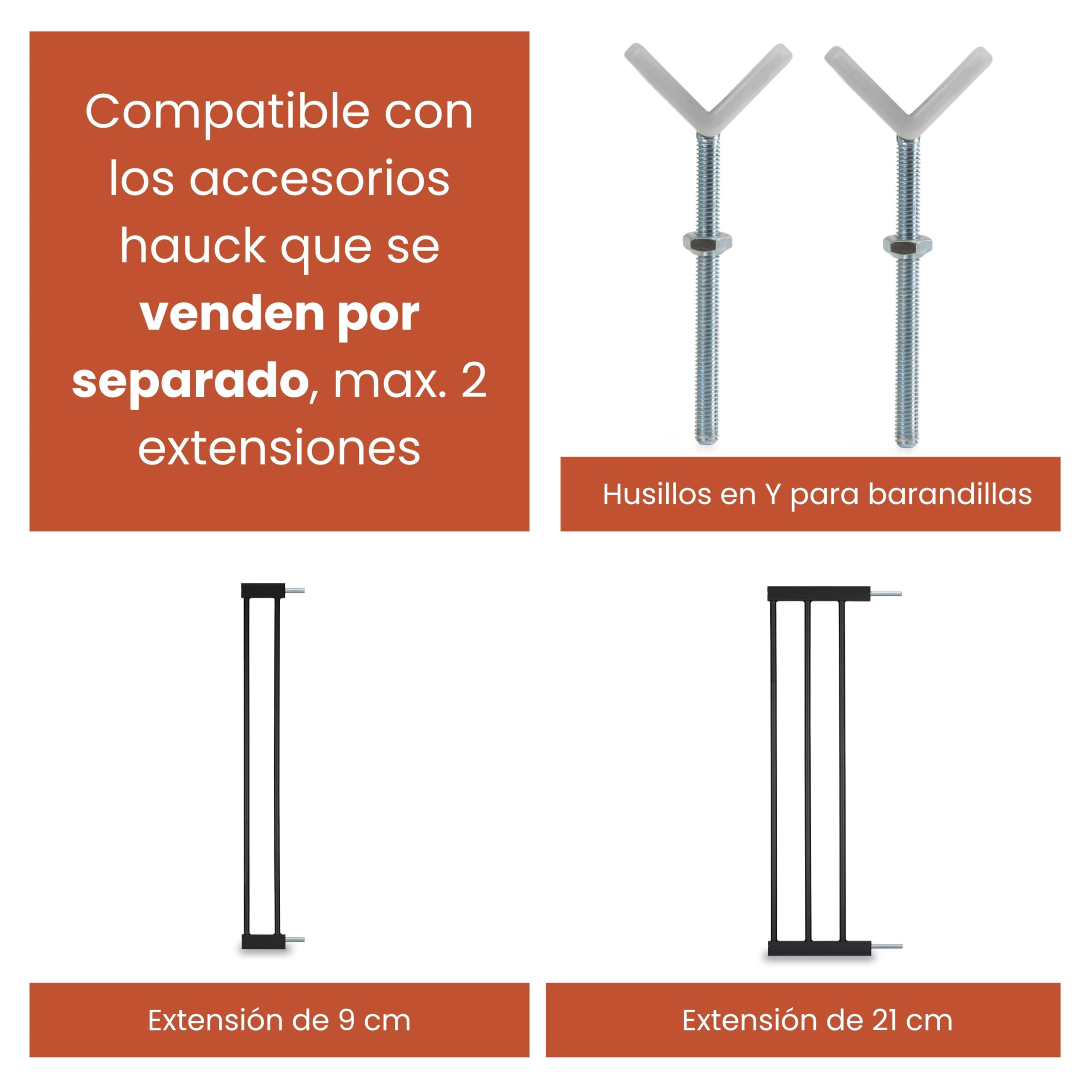 Hauck Barrera Seguridad Niños Escalera Clear Step Autoclose 2 - Puerta para Niños sin Taladrar - Cierre Automático - Umbral Ultraplano - Aptas como Vallas para Perros 75-80 cm - Negro