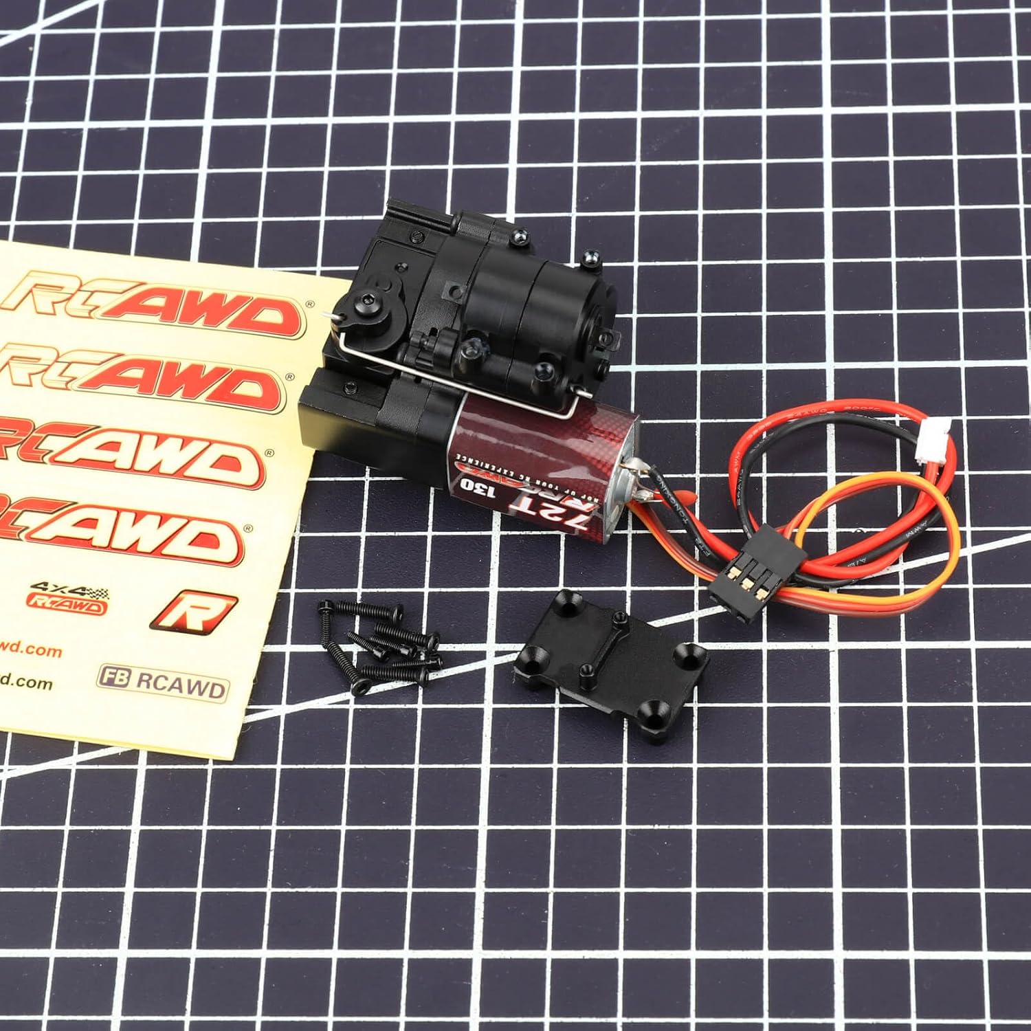 RCAWD Alum SCX24 2 Speed Transmission 72T 130 Motor Set for Axial 1/24 SCX24 AX24 Series Upgrades Part Black