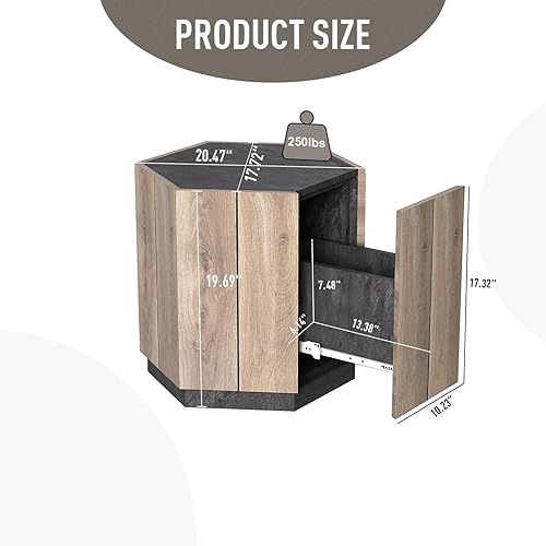 Miniatura 2 de Mesas de centro hexagonales con cajón para sala de estar, mesa central gris cálido y negro, muebles de apartamento