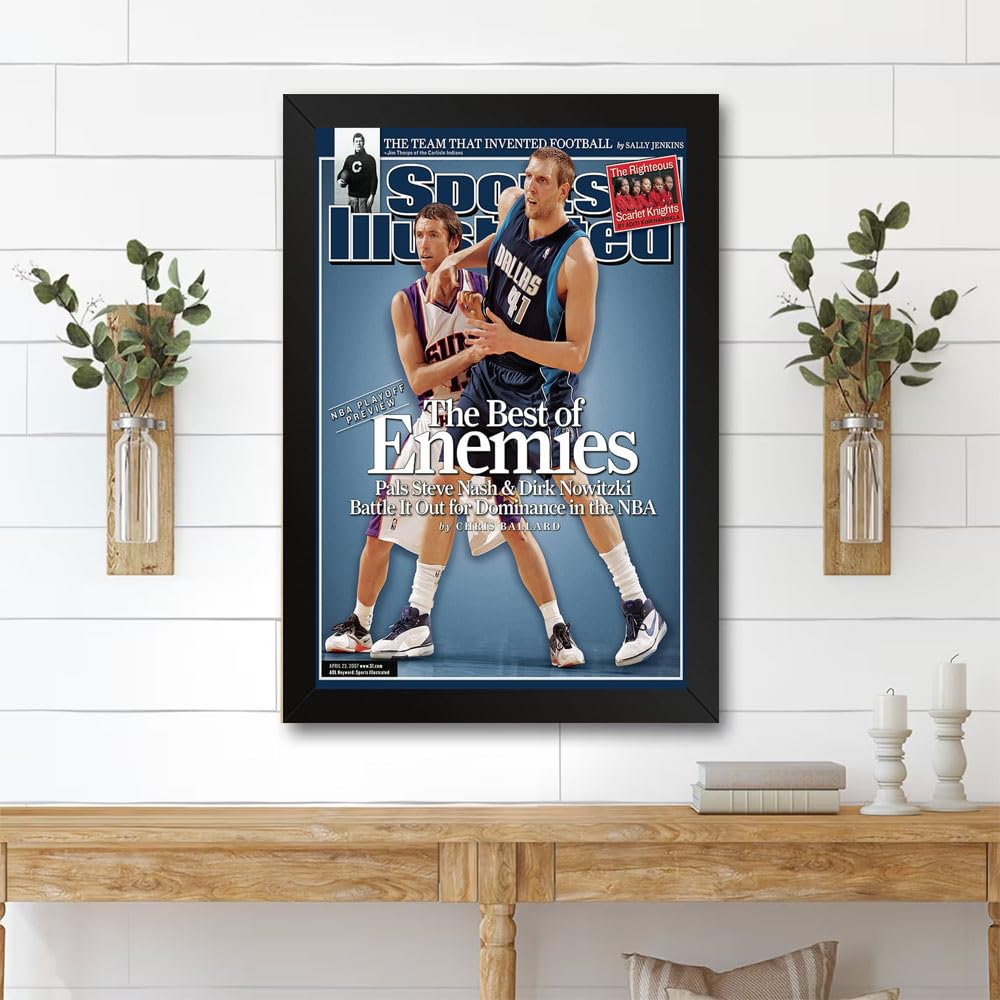 GADGETS WRAP Printed Photo Frame Matte Painting for Home Office Studio Living Room Decoration (11x14inch Black Framed) - Dallas Mavericks Dirk Nowitzki And Phoenix Suns Steve Nash
