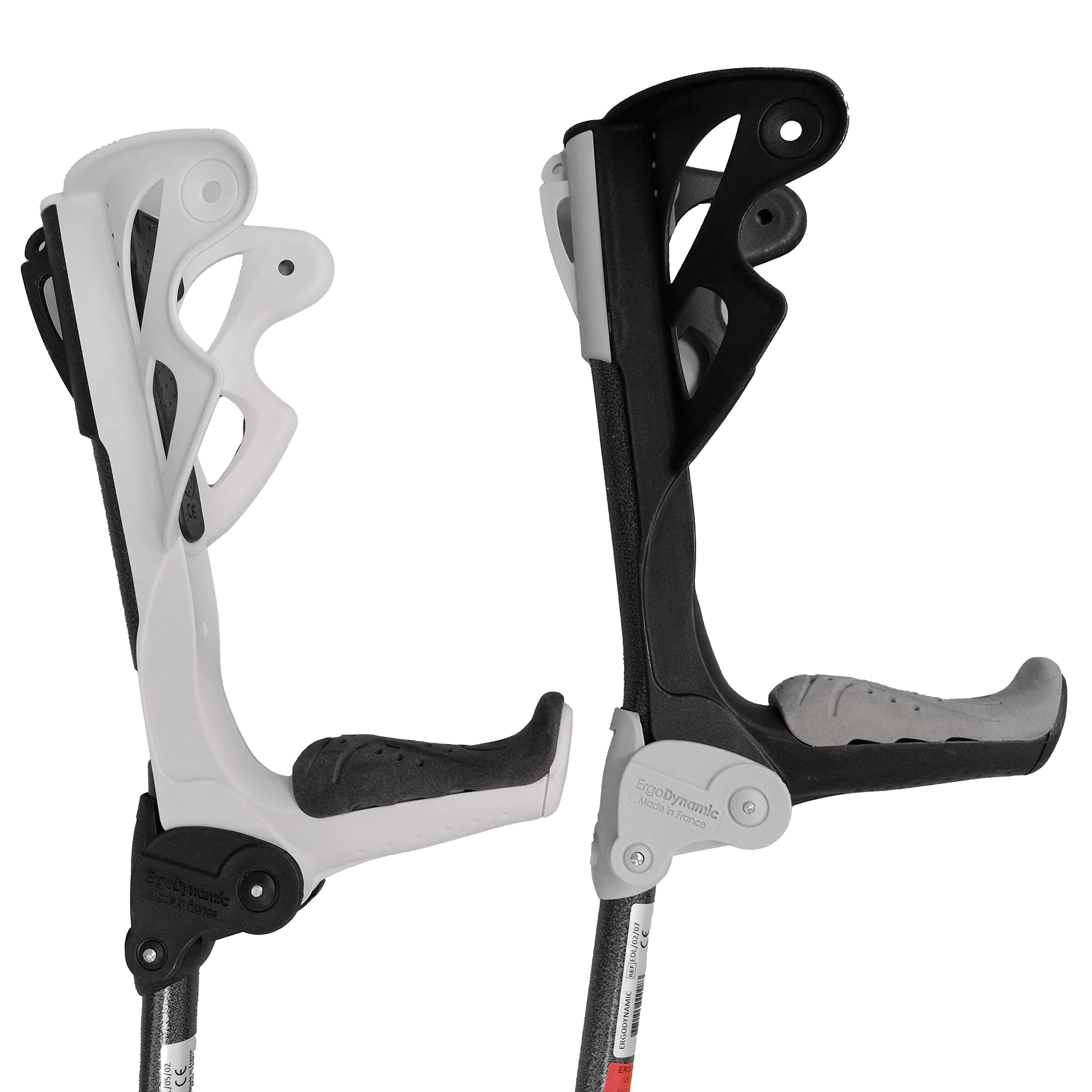 FDI - Muletas De Adulto Ergodynamic. Par De Muletas Regulables En Altura Con Amortiguación Y Empuñadura Suave. Ultraligeras De Aluminio. Color Negro. Talla L