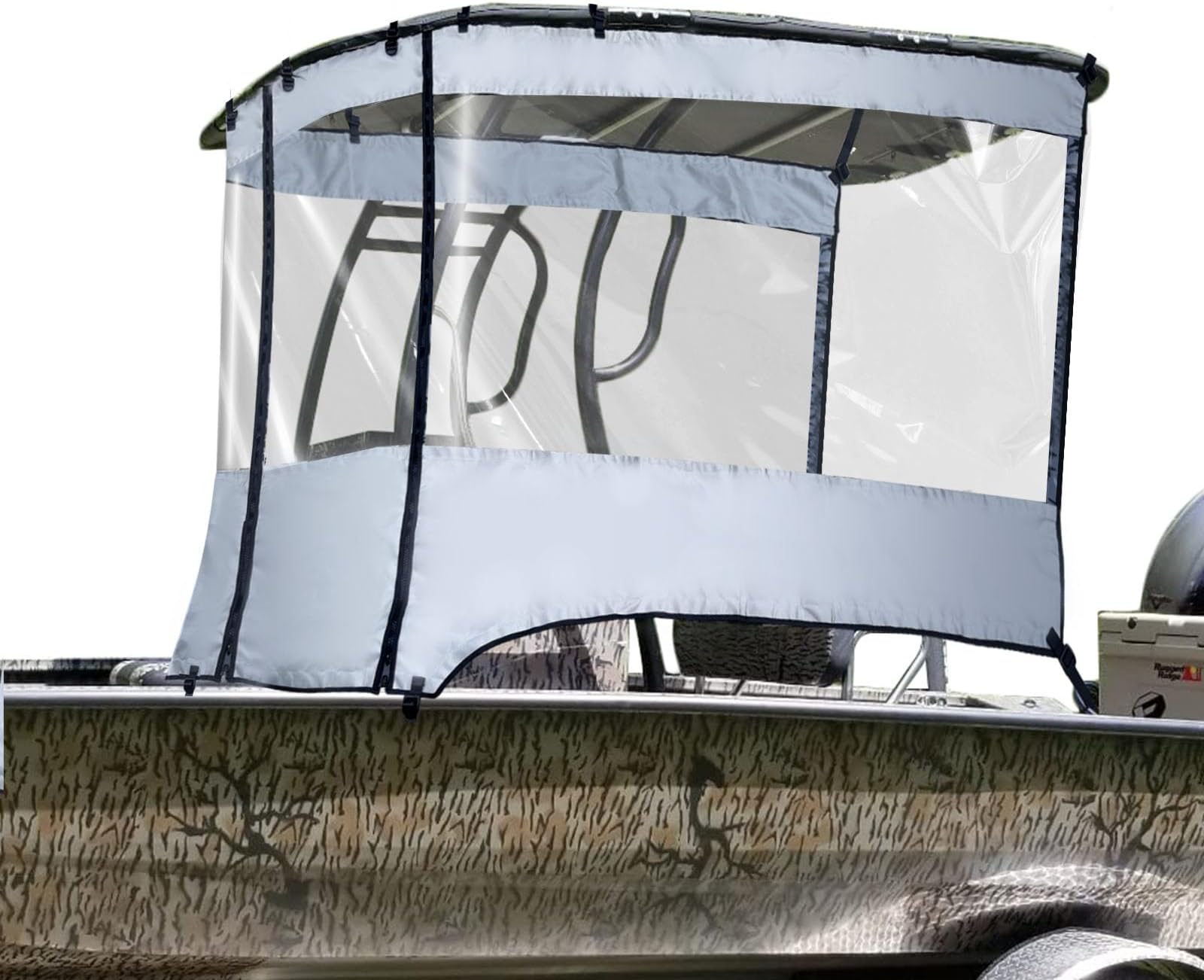 Universal T-TOP Enclosure, Boat Console Spray Shield, Clear Spray Curtain for T-TOP Center Console Gray,Fits Boat Width 6.9-7.5FT