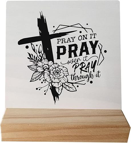 Miniatura 6 de Letrero de madera con versículo bíblico cristiano, Mateo 514, letrero de madera con soporte de madera, decoración religiosa inspiradora para la