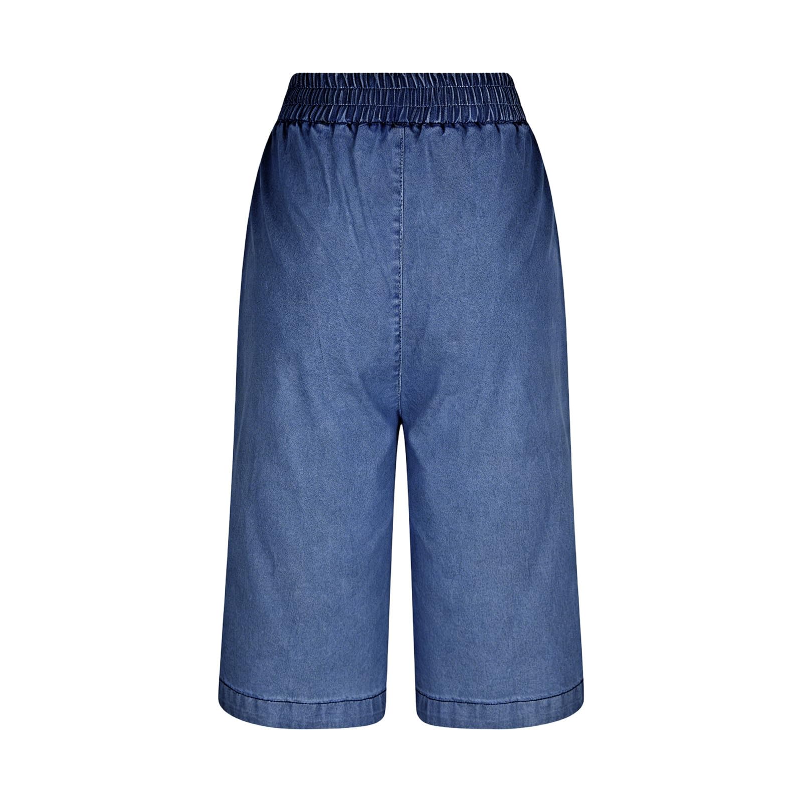 Générique Short Jeans Femme Été Chic Large Shorts Denims et Bermudas Habillé Femmes Pant Jeans Coupe Droite Grande Taille Élastique avec Poches Pantacourt en Jean Confortable Ample Mode Casual