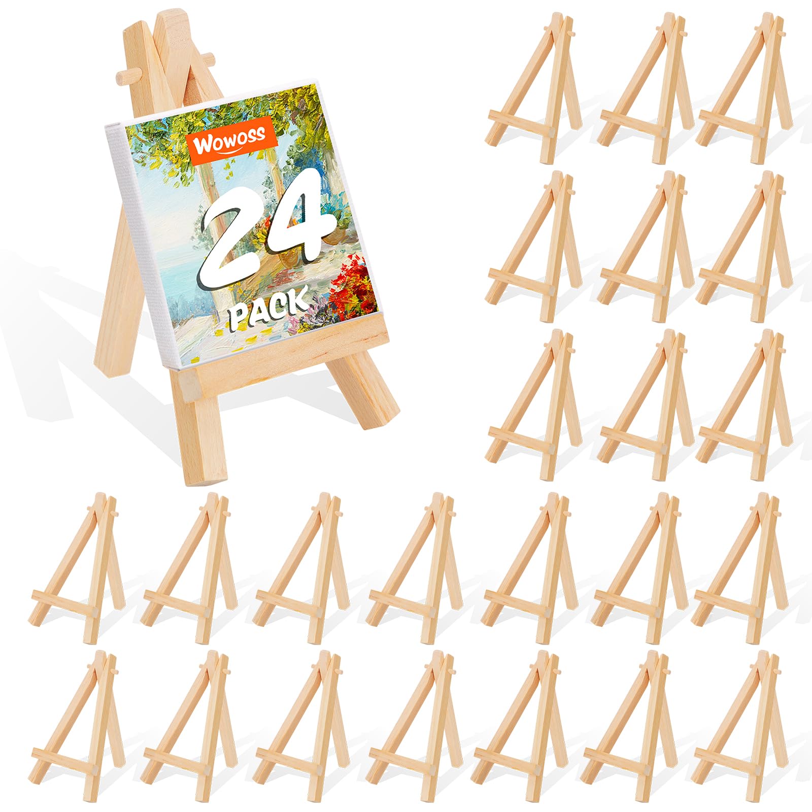 Sponsored Ad - WOWOSS 5" Mini Wood Display Easel 24 Pack, Natural Wooden Small Easel Stand for Signs, Small Canvases, Table Display, Pictures, Photos, Wedding Place Cards, Crafts and Other Smaller Projects