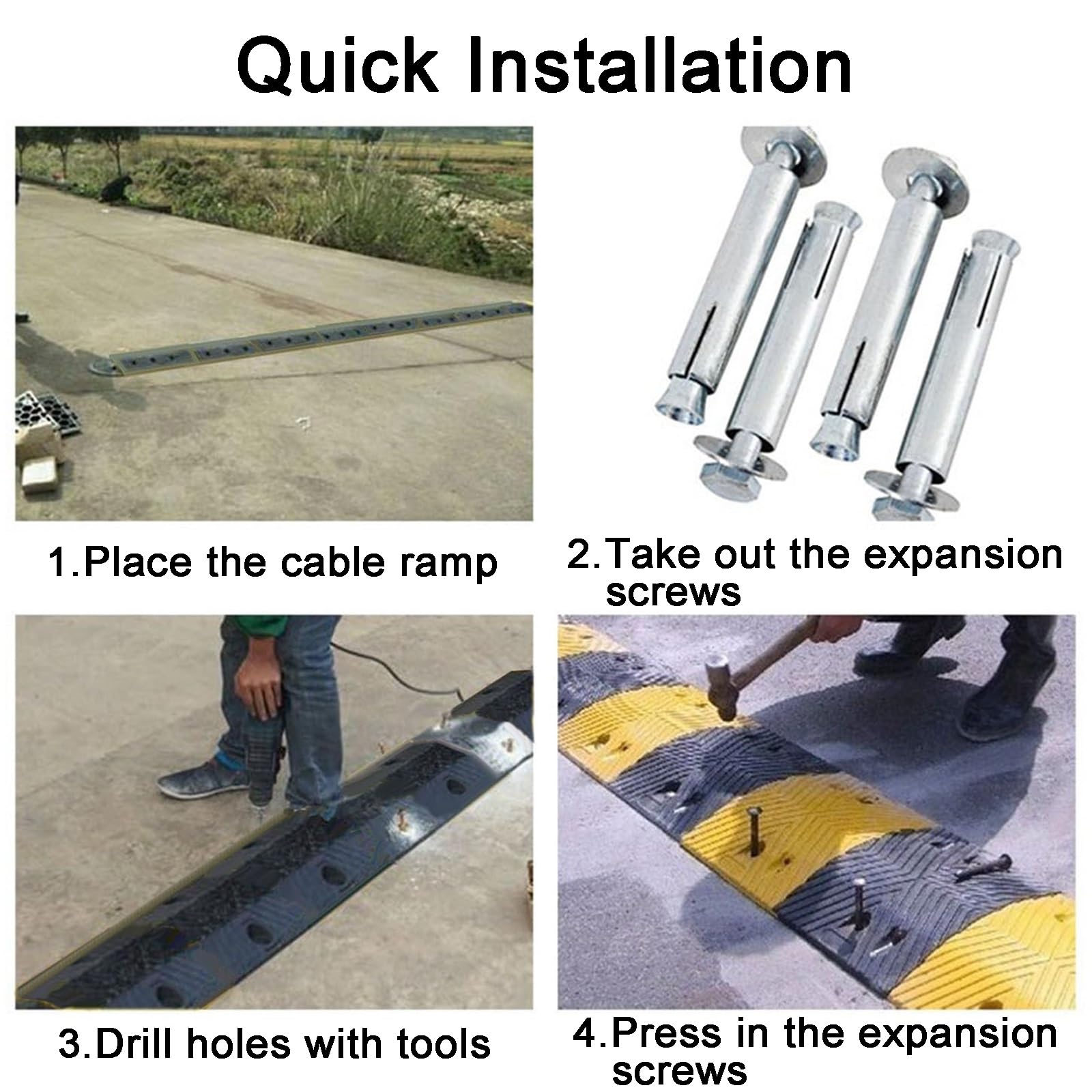 Pasacables Suelo de Goma de 10T/22046lbs Protector Cable de 1 Canal para Supermercados Domésticos Fábricas Almacenes(5 * 5cm/2 * 2in)