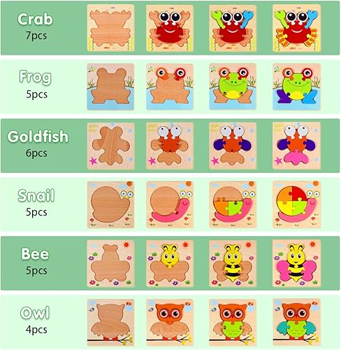 Miniatura 7 de Rompecabezas Montessori de madera para niños pequeños rompecabezas para niños pequeños de 1 a 3 años, juguetes Montessori para niñas de 1, 2 y 3