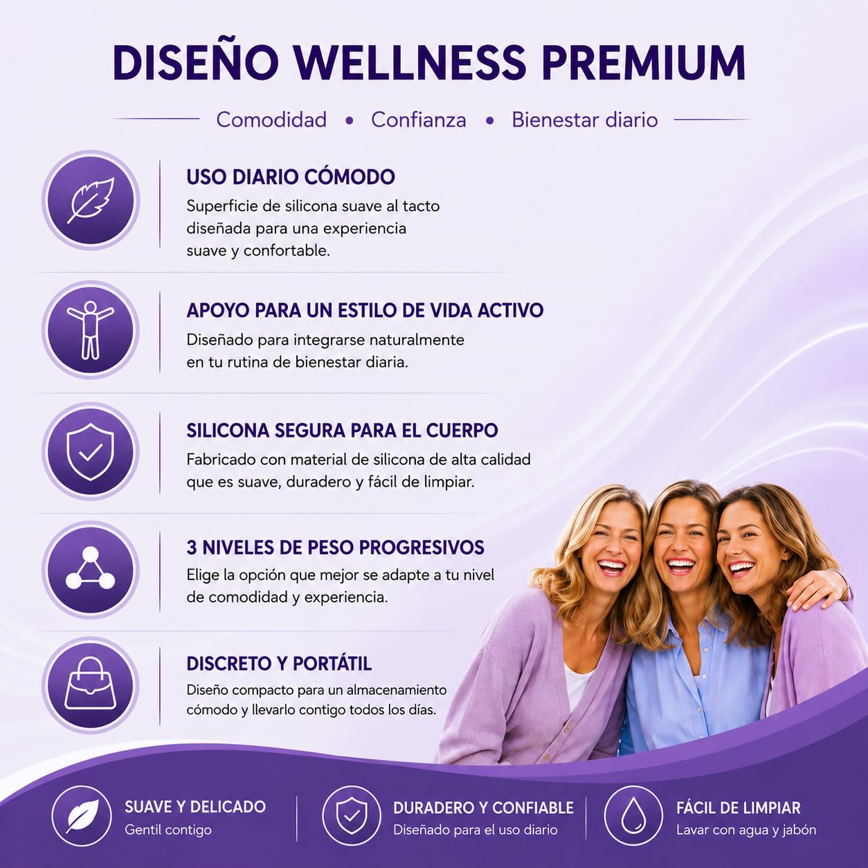 Bolas Chinas - Pesas para Ejercicios Kegel - Control de la Vejiga y Ejercicios del Suelo Pélvico Silicio de próxima generación -Silicona (Morado) (Morado)
