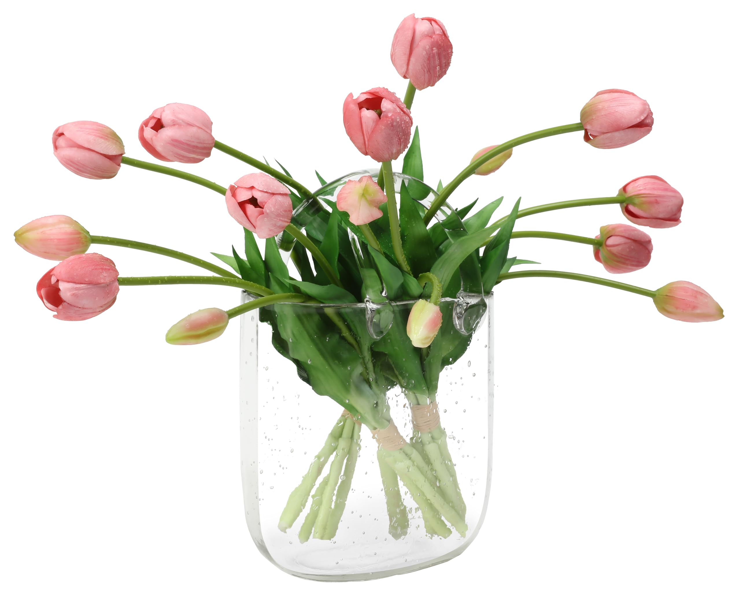 Künstliche Latex-Tulpen Blumen, fühlen sich echt an, für Haus, Garten, Hochzeit, Party und Festival, Dekoration, DIY-Blumenarrangements, Dunkelrosa, 15 Stück