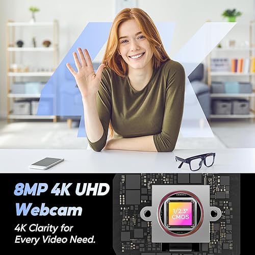 Miniatura 2 de Cámara web 4K con micrófono cámara web de enfoque automático 4K Nisheng con cubierta de privacidad y trípode Plug and Play cámara web USB para