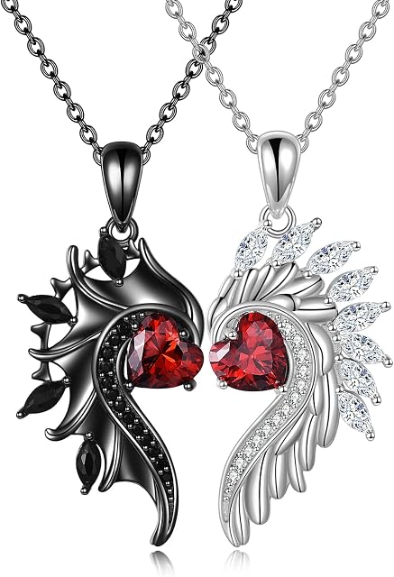 VENACOLY Couples Necklace Sterling Silver His and Hers Matching Necklace Heart Symbol of Love Pendant Couples Velentines Jewellery Gifts for Couple Her Him