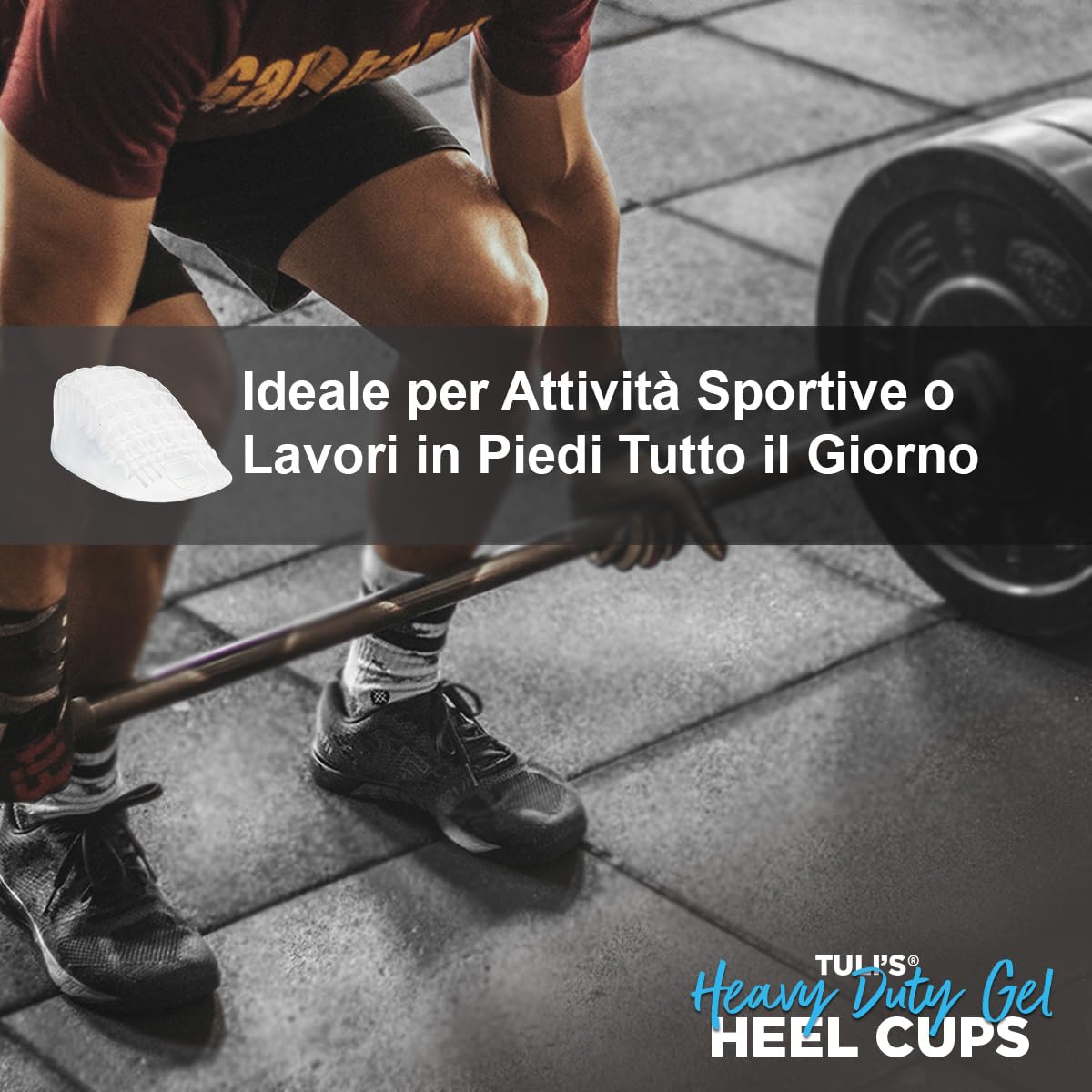 Tuli's Heavy Duty Gel Heel Cups – Talloniere in Gel per Assorbimento degli Urti – Fascite Plantare, Malattia di Sever e Sollievo dal Dolore al Tallone, 1 Paio, Medio