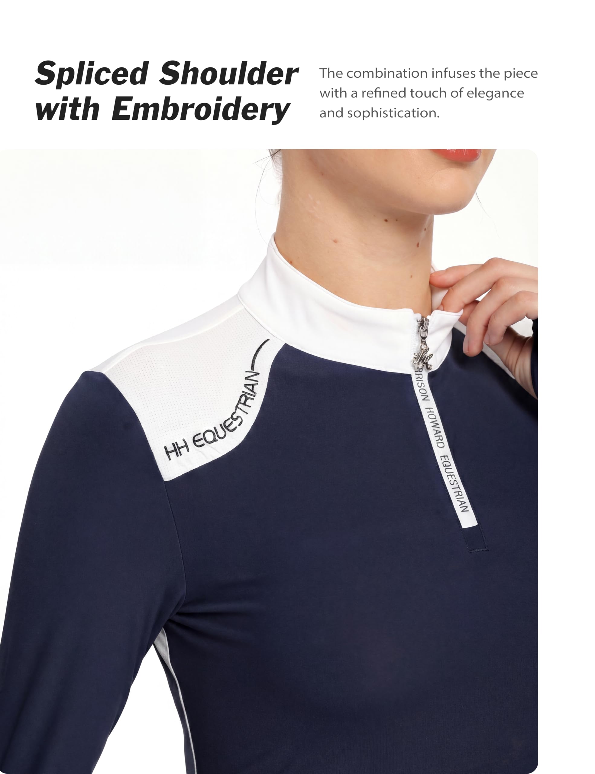 Harrison Howard Damen Reitshirt Reitsport Show Shirt Reiten Reitshirts für Frauen Gespleißte Schulter