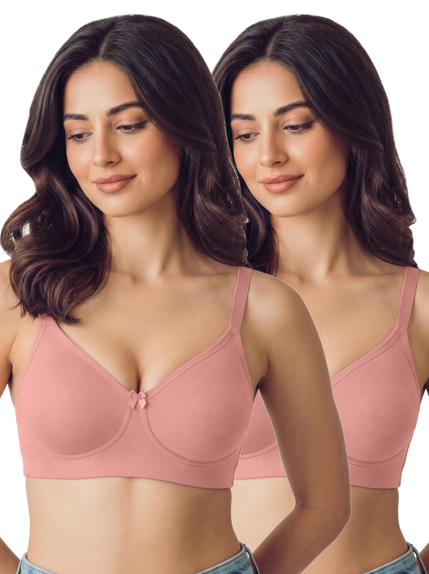 tweens Cotton Non-Padded Everyday Bonded Bra for Women | Full Coverage | Non-Padded | Breathable 100% Cotton | Wire-Free | No Elastic | Smooth Seamless Finish | Pack of 2-picture-20