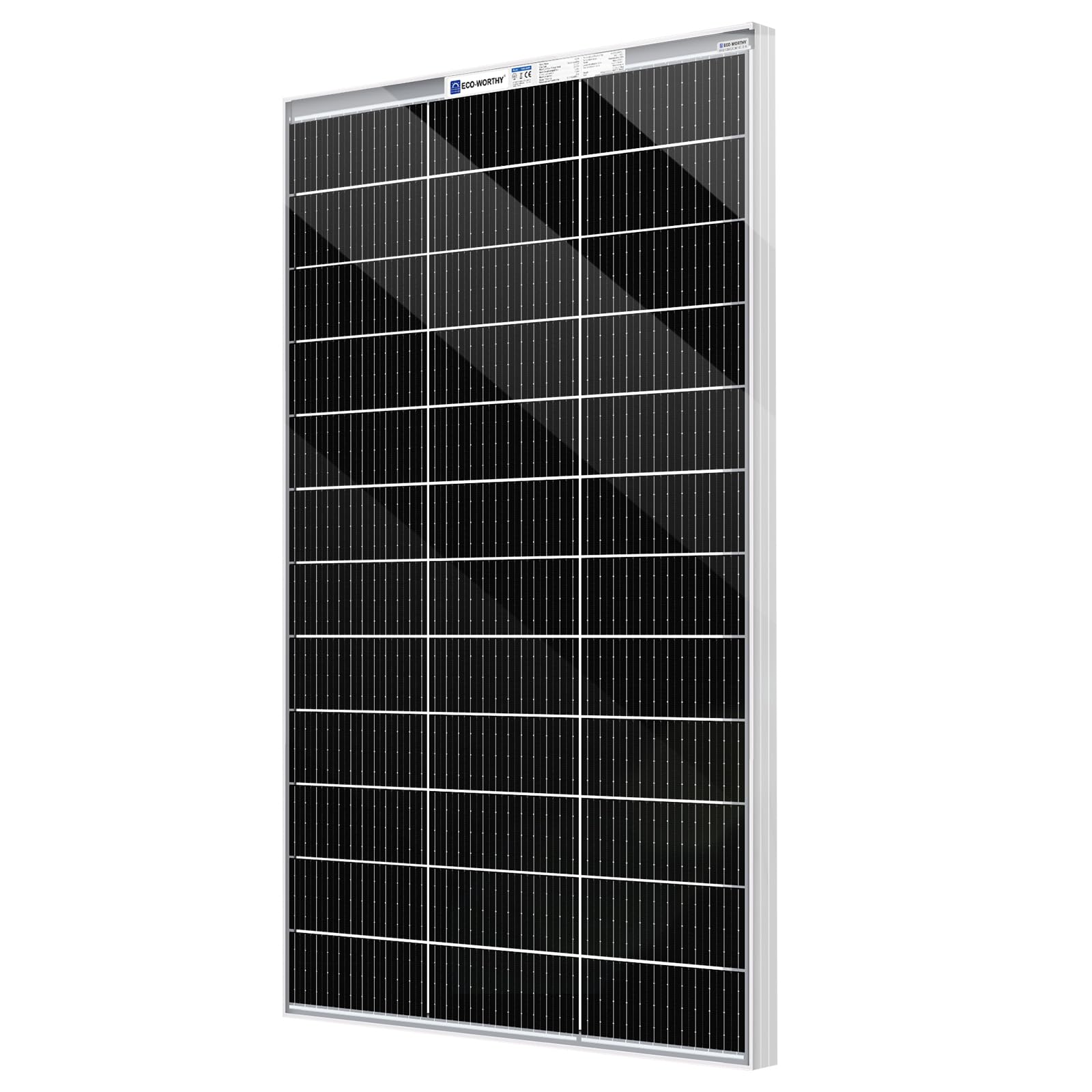 Eco-Worthy Black Solar Panel Bifacial 120W 12V Monocrystalline Pv Module Power Charger For Rv, Campervan, Caravan, Marine, Rooftop, Farm Battery And Off-Grid Applications