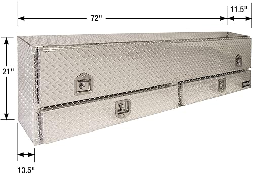 Miniatura 2 de Buyers Products - Caja de herramientas para contratistas 1705641 con cajones inferiores, aluminio diamantado, 72 pulgadas