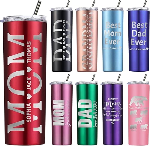 Miniatura 8 de Vasos ajustados personalizados con tapa de nombre y pajilla vaso de café aislado personalizado regalos de cumpleaños de Navidad para mujeres y