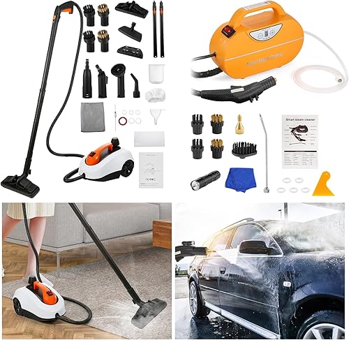 WICHEMI Limpiador de vapor de 1800 W para limpieza, vaporizador de mano de alta presión + trapeador de vapor de piso de alta temperatura de 1800 W,