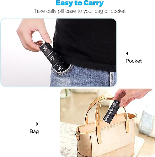 Miniatura 6 de Organizador de pastillas 3 veces al día, pastillero semanal grande por la mañana al mediodía por la noche, pastillero de 7 días, estuche médico para